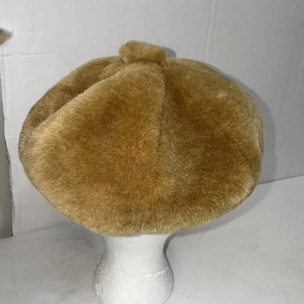 Vintage 90s Y2K‎ Puffy Plush Velour Cabbie Cap Baker Boy Newsboy Hat